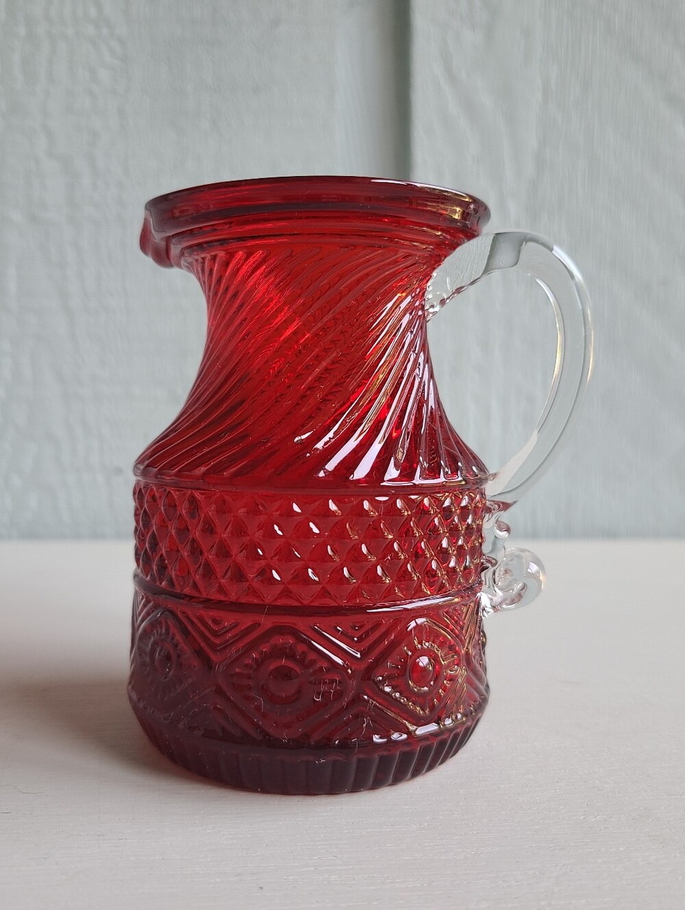 Vintage Ruby Red Glass Creamer